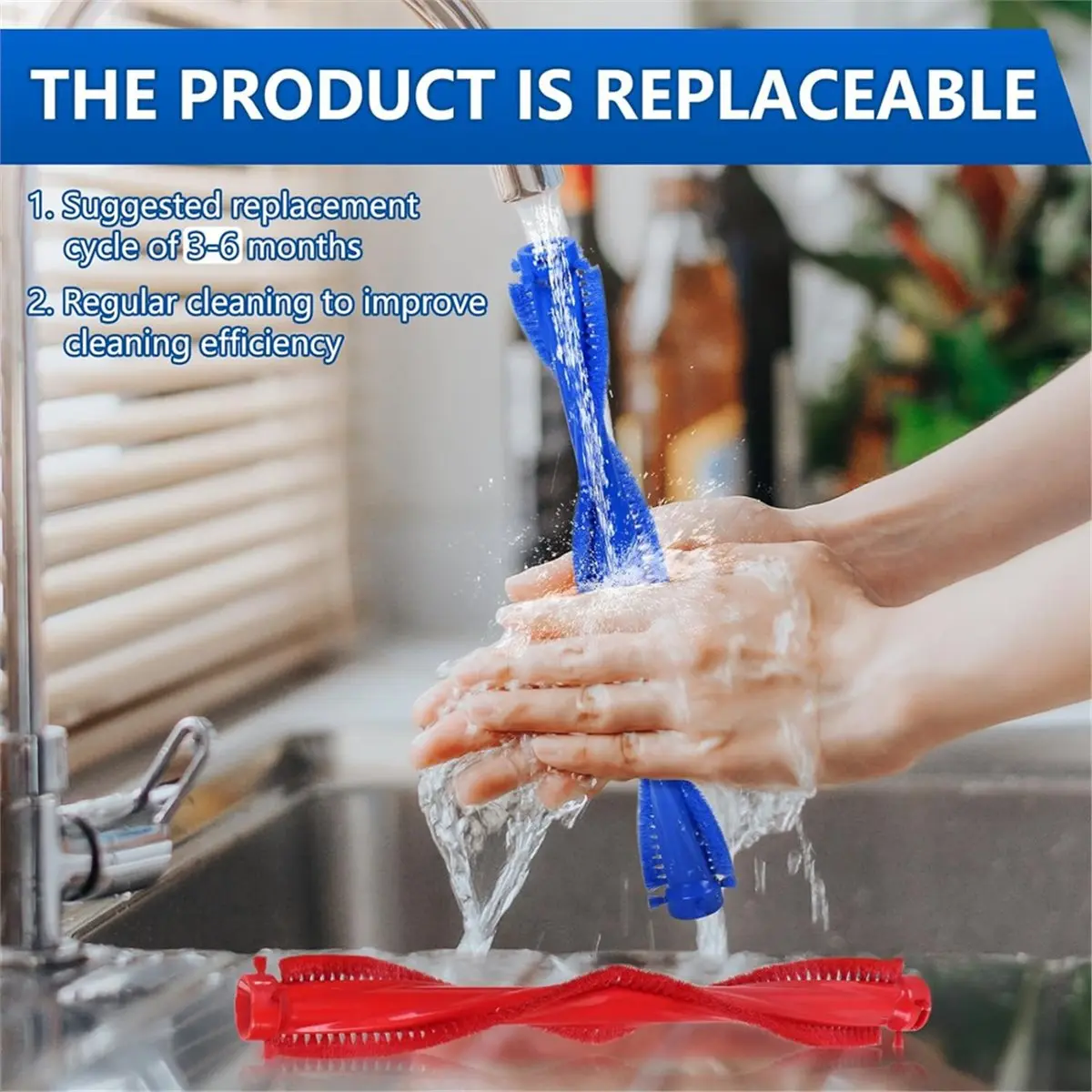 

Replacement Brush Roll for Wash G1 Wet Cleaner,Front Debris and Rear Debris Brush Bar for Home CLeaning