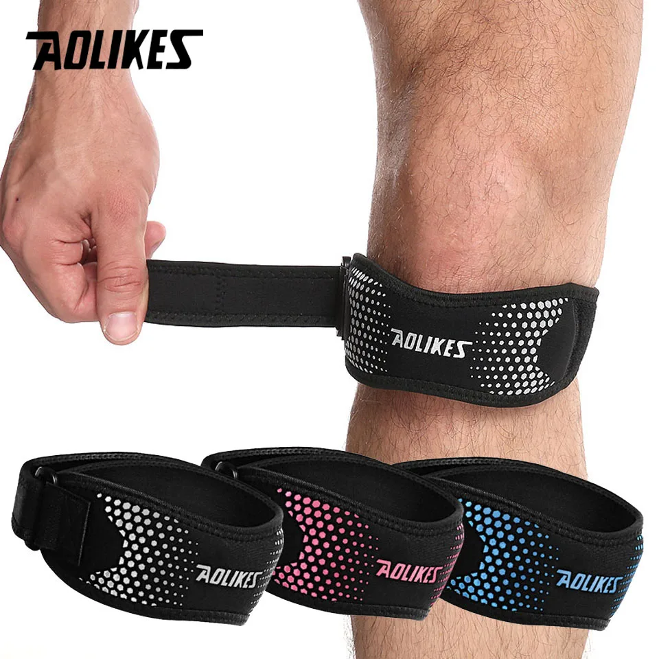 AOLIKES 1 szt. Ścięgno rzepki paski na kolano, orteza stawu kolanowego stabilizator rzepki do biegania piesze wycieczki tenis skoki zapalenie stawów