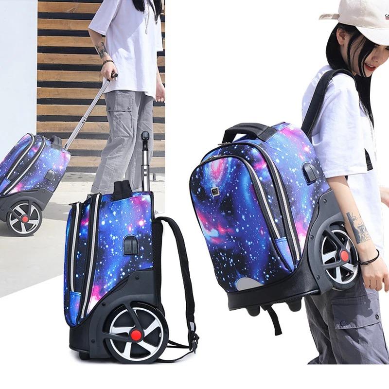 

Large wheel trolley bag student load-reducing backpack carry on luggage bag climbing school bag men women travel suitcase