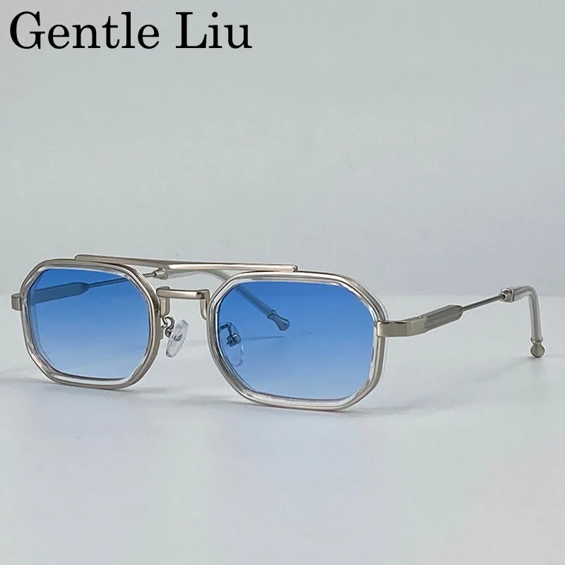 Steampunk Rechthoekige Zonnebrillen Heren 2026 Luxe Merk Retro Punk Zonnebril Voor Mannen Vintage Dubbele Brug Bril UV400