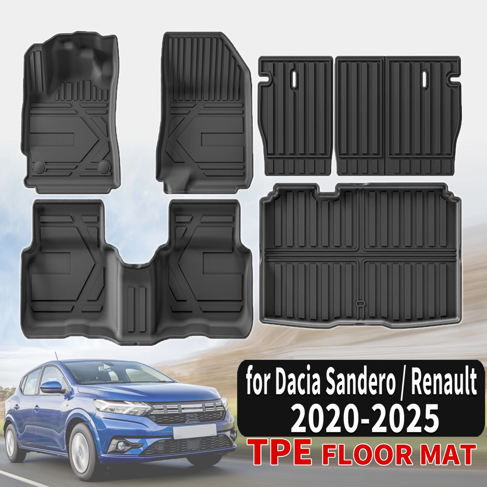 

Коврики из TPE для Dacia Sandero / Renault 2020-2025, всепогодные, на заказ