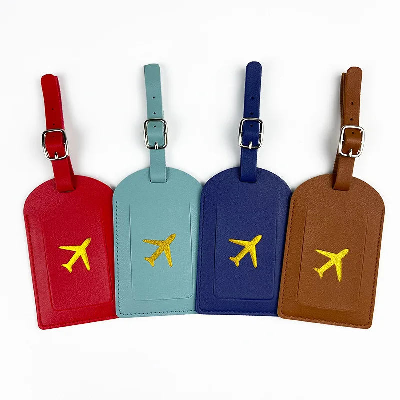 Colorful Pu Leather Women Men Luggage Tags with Name ID Cards  Suitcase Tags for Baggage Luggage Travel Bags