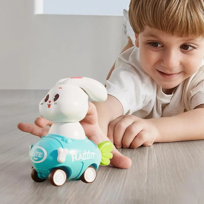 Juguetes de coche Push And Go para niños, coche de carreras con prensa de conejito, vehículos alimentados por fricción, coche de inercia a prueba de golpes, coche de tracción para niños y niñas