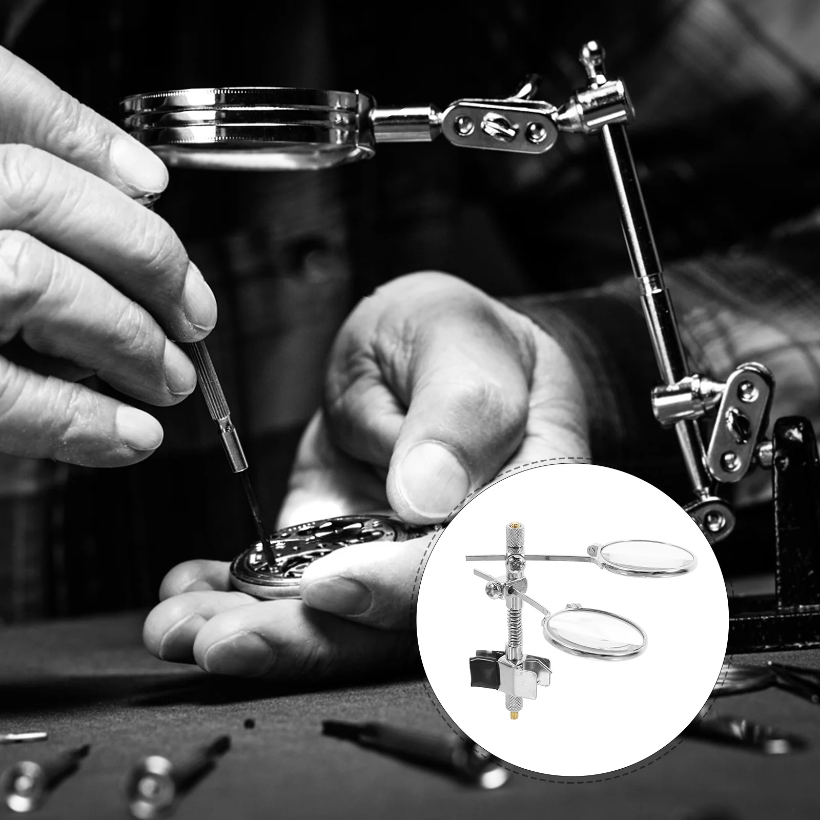 

Лупа с двойной линзой на клипсе, лупа для ремонта ювелирных изделий, 25 мм, 5x увеличительное стекло для изготовления ювелирных изделий, лупа для часов, увеличительные очки