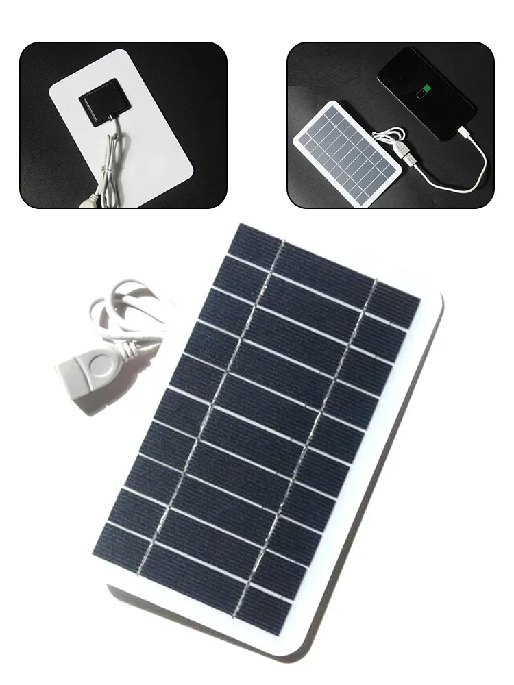 5W 5V Solar Charging Panel Solar Portable Outdoor Mobile Phone Power Bank Charger USB Output Waterproof Polysilicon Solar Panel