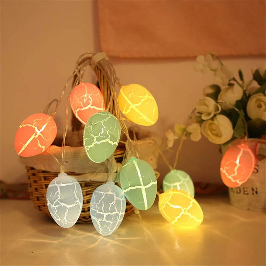 2022 New LED Christmas Fairy String Lights Battery Powered 1.5M/3M Easter Crack Egg Garland Lights for Home Party Wedding Decor