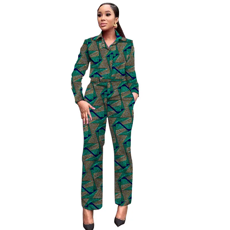 Autumn African Women Printing Two Pieces Sets Top and Pants African Suit Clothes For Women