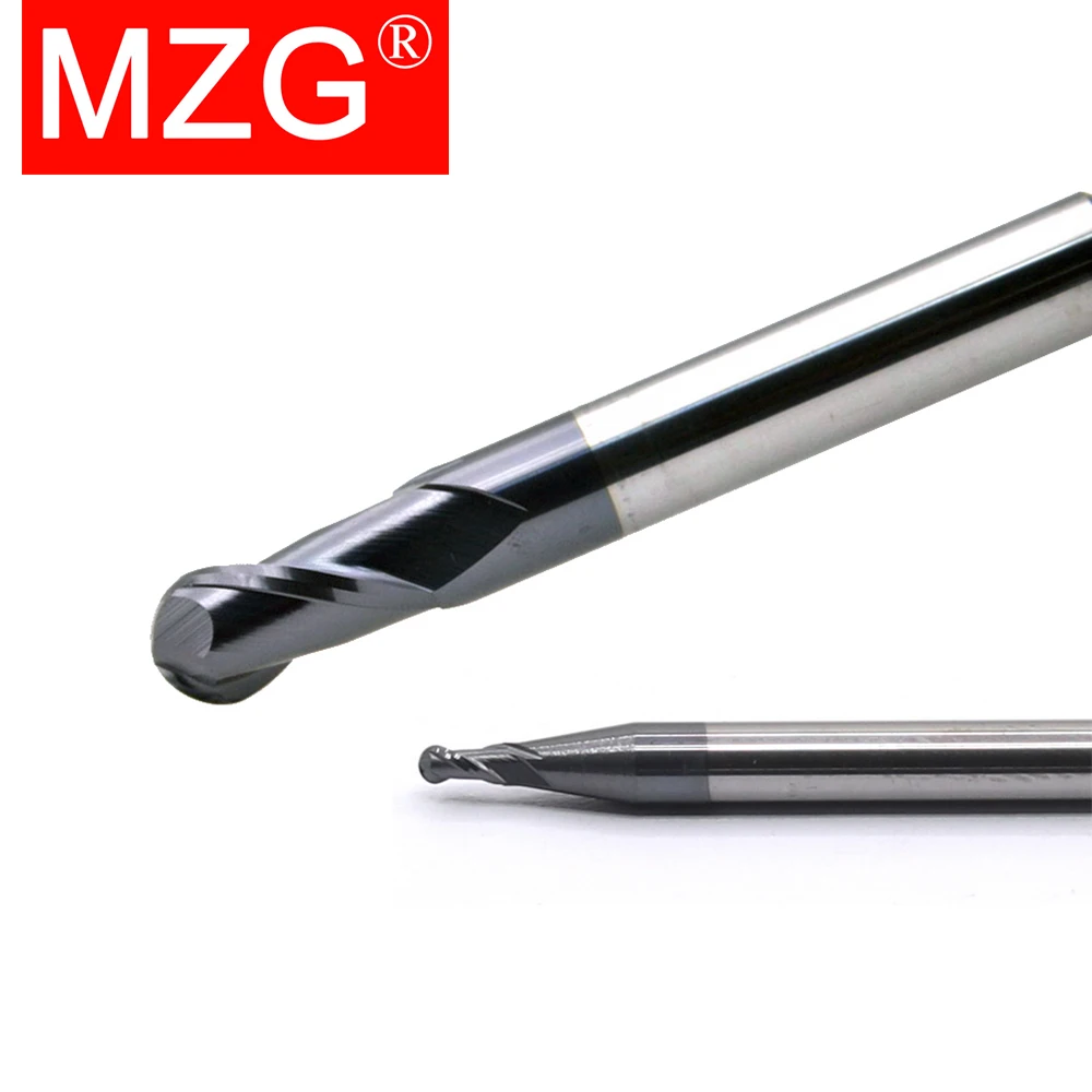MZG 2-ostrzowy frez trzpieniowy HRC45 z końcówką kulistą 1 2 4 8 mm Trzpień CNC Frez do rzeźbienia Frez spiralny z węglików spiekanych do obróbki drewna