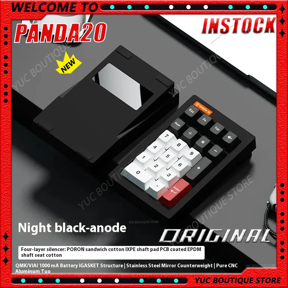 

NEW PANDA20 v2 3Mode CNC Aluminium Alloy Numpad Bluetooth Wireless RGB Hot Swap Keypad Mini Number Keyboard Support DIY Switch