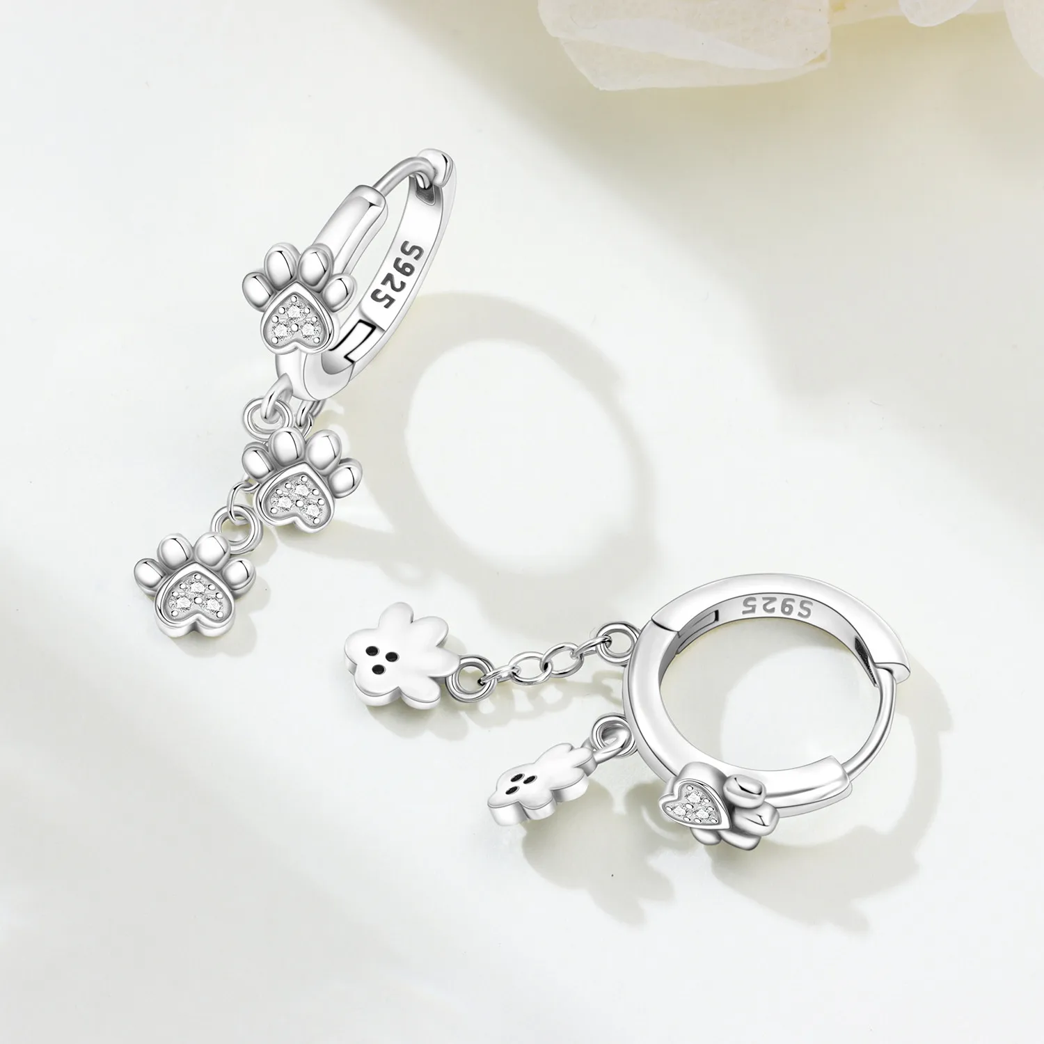 PANPOKI 925 Sterling Silver Tassel Dog Paw Print Drop Earrings Women Earrings Charm Fashion Versatile Party Jewelry Gifts