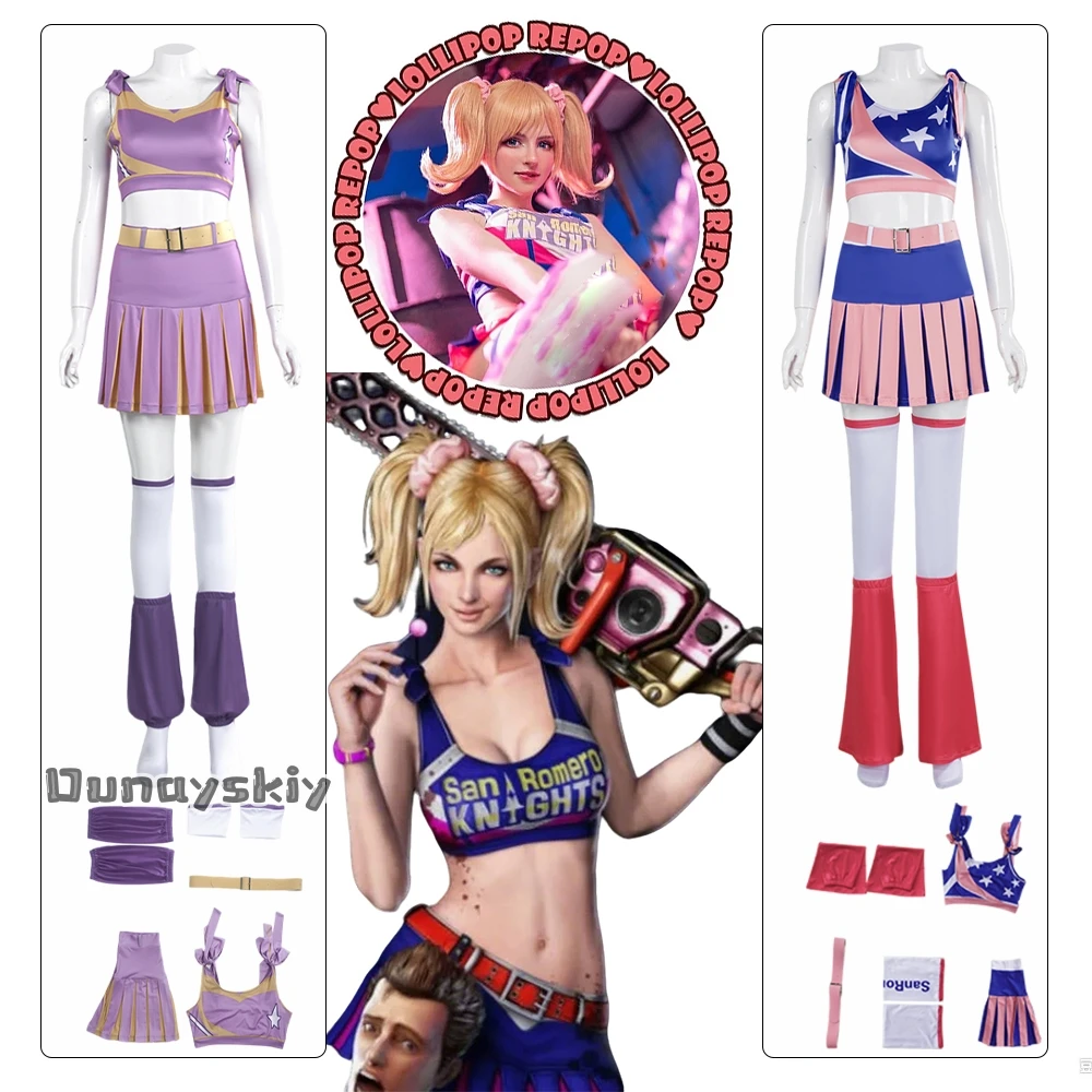 

Lollipop Chainsaw Halloween Cosplay Costume Women Cheerleaders Sexy Dresses Outfit Suit XS-3XL Anime Carnival Uniforms Role-play