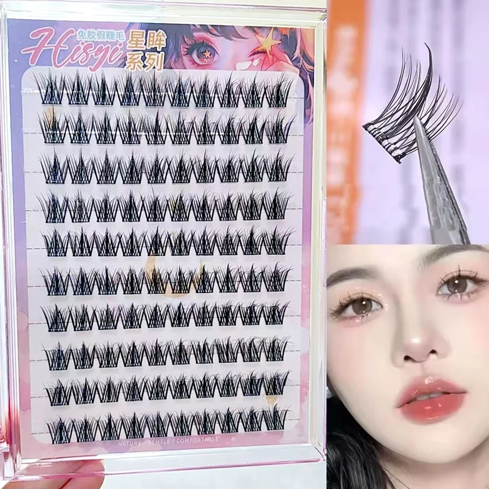 10 Rows Large Capacity Glue Free False Eyelashes Single Cluster 10-12mm C Type Natural Sunflower Trilogy Lashes image 3