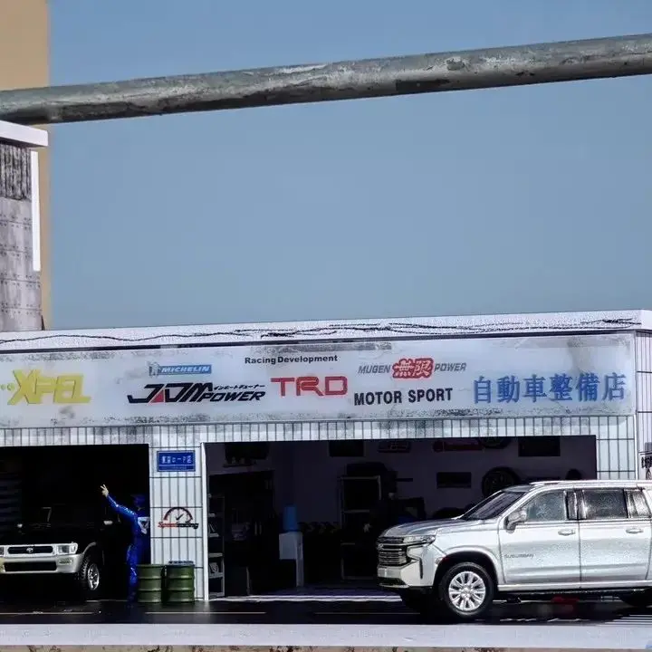 1/64 Personalizzazione della decalcomania della scena di parcheggio Officina Impostazione dell'esposizione dell'auto Modello pressofuso Fotografia e oggetti da collezione Diorama