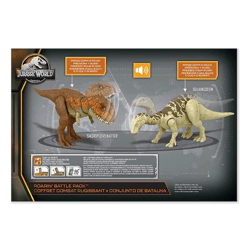 

Jurassic World Iguanodon Skorpiovenator Action Figure Roarin Battle Pack Coffret Combat Rugissant Conjunto De Batalha Model Gift