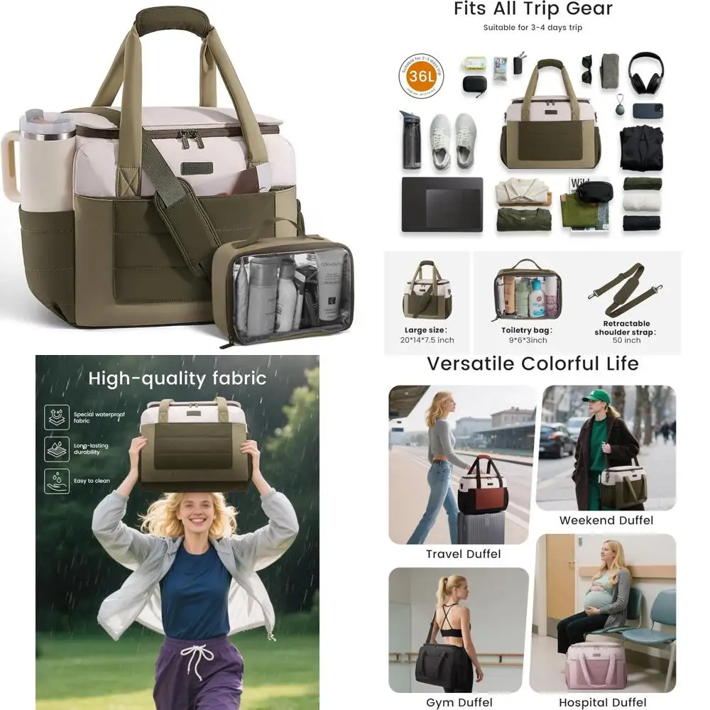 

Women's Travel Duffle Bag, Carry-On Waterproof Gym Bag with Wet Pocket, Ideal for Overnight Trips