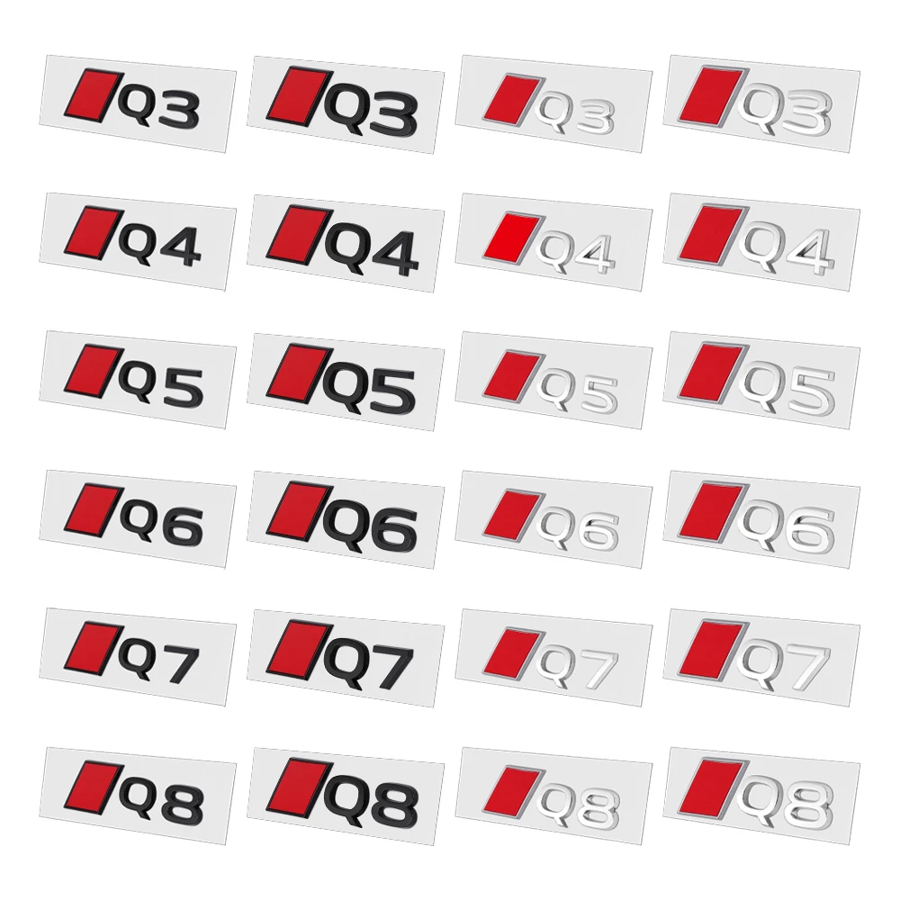 

2026 New Fashion 1PCS Q3 Q4 Q5 Q6 Q7 Q8 Emblem Letters Sticker Car Trunk Badge Decals For Audi Sline Quattro S Auto Accessories
