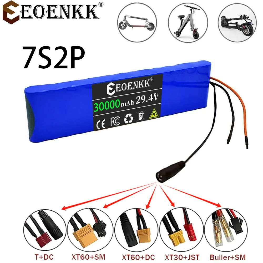 7S2P 29.4V 30000mAh 24v Electric Scooter Battery Lithium Electric Scooter 500W Electric Scooter Battery 24v 7s2p Battery