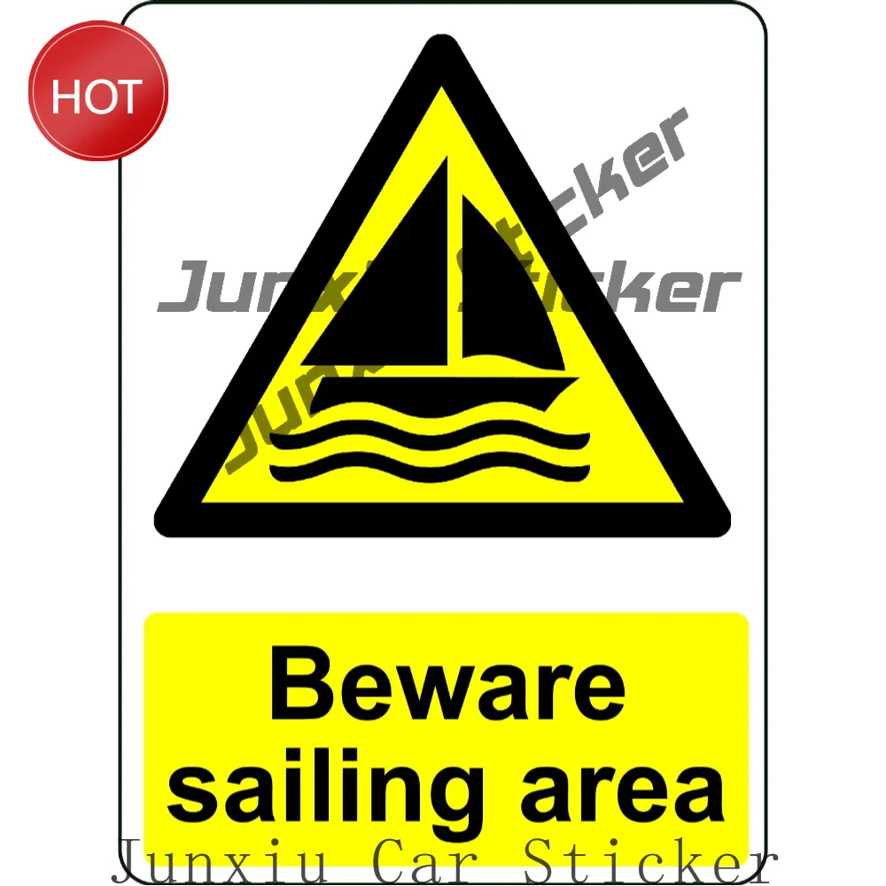 Beware Sailing Area PVC Safety Sticker For Watersports Facilities And Beach Access Points Water Recreation Safety Decal
