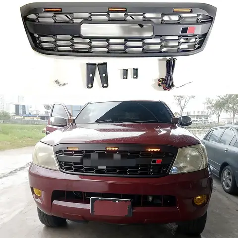 GR Front Grille for Toyota Hilux Vigo 2004 2005 2006 2007 2008 2009 2010 2011 Car Accessories Mesh Grill Upgrade Modification
