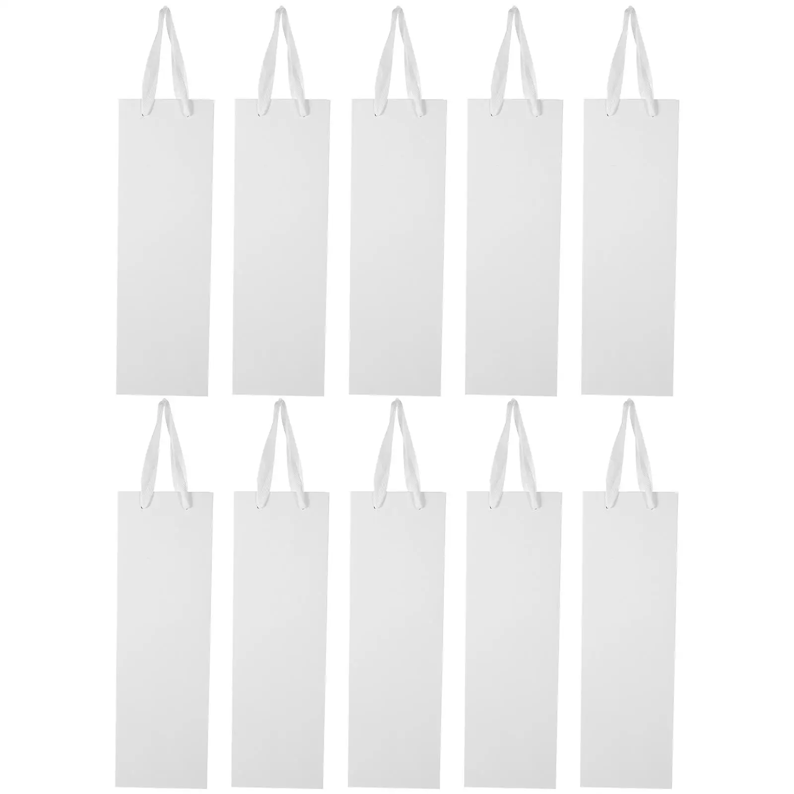

10 Pcs White Paper Wine Packaging Bags 11x9x35cm Tall Red Wine Gift Pouches Reusable Bottle Carrier Portable Shopping Bag