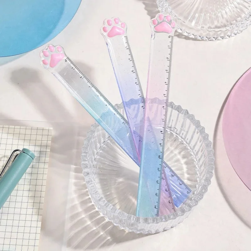 15cm Cat Claw Cute Straight Ruler Gradient Measuring Tool Korean Style School Stationery Supply Kawaii Accessories Lovely Gift