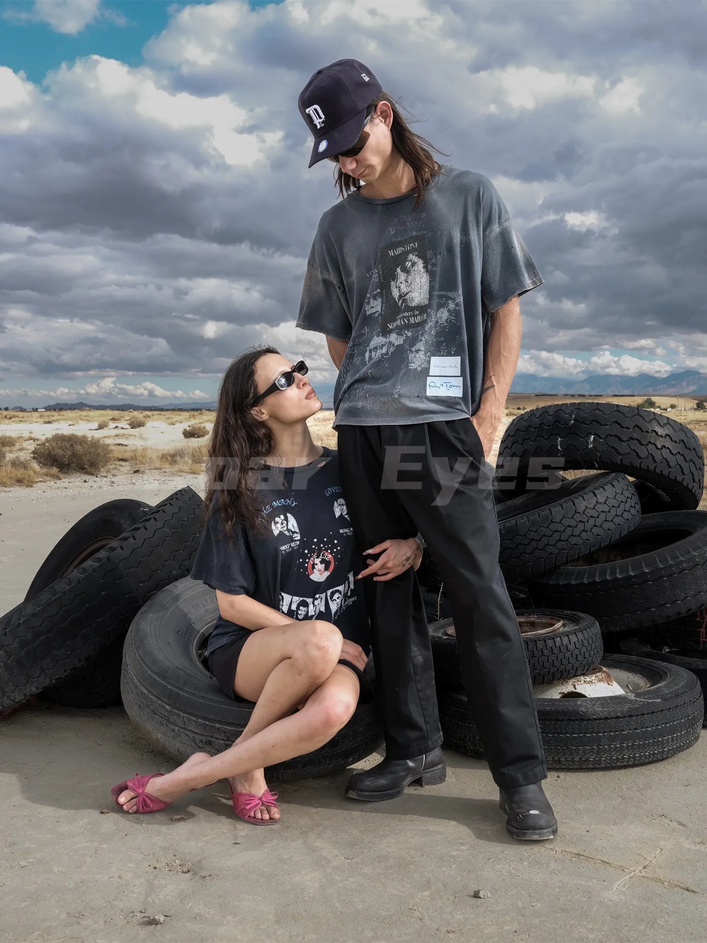 Paly Hollywood Portrait Redo Old Damaged Short Sleeve T-Shirt 26SS
