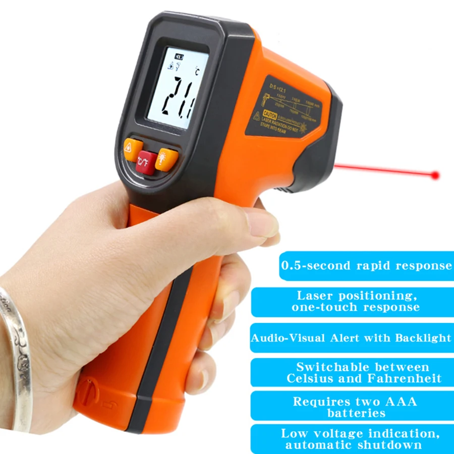 Tiānyǔ T600A High-Precision Infrared Thermometer Gun Water Temperature Meter Baking Kitchen Industrial Oil Thermometer