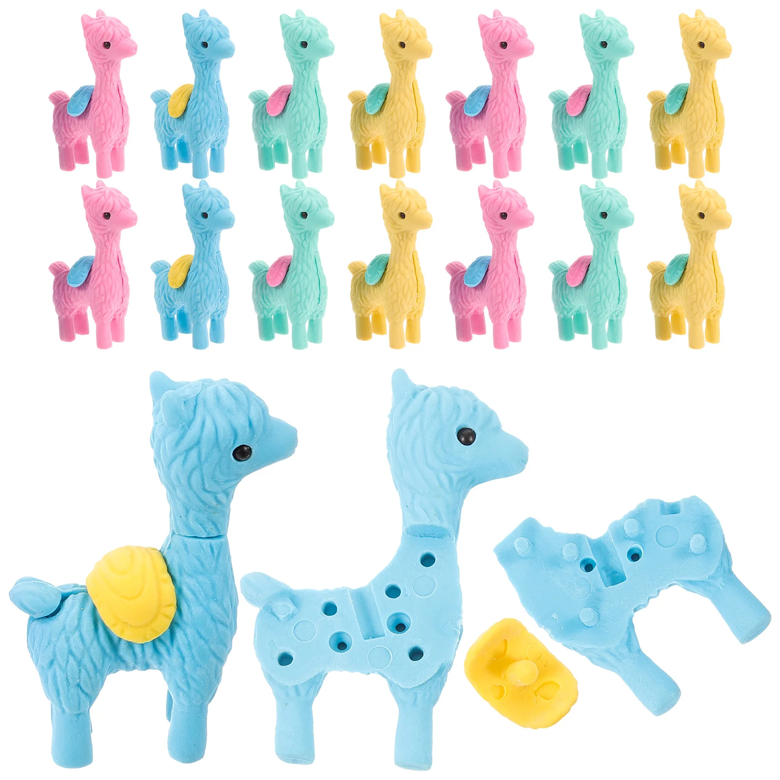 20 Pcs Stationery Eraser Mini Toys Alpaca Decor Puzzle Painting Room Child Animal Erasers