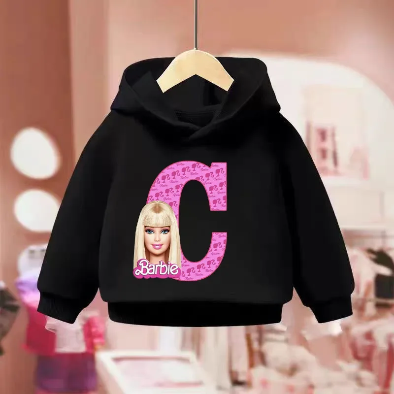 

Disney Cartoon Print Autumn Winter Long Sleeve Sweatshirt Boys Girls Kawaii Harajuku Anime Barbie Letter ABCD Children's Hoodie
