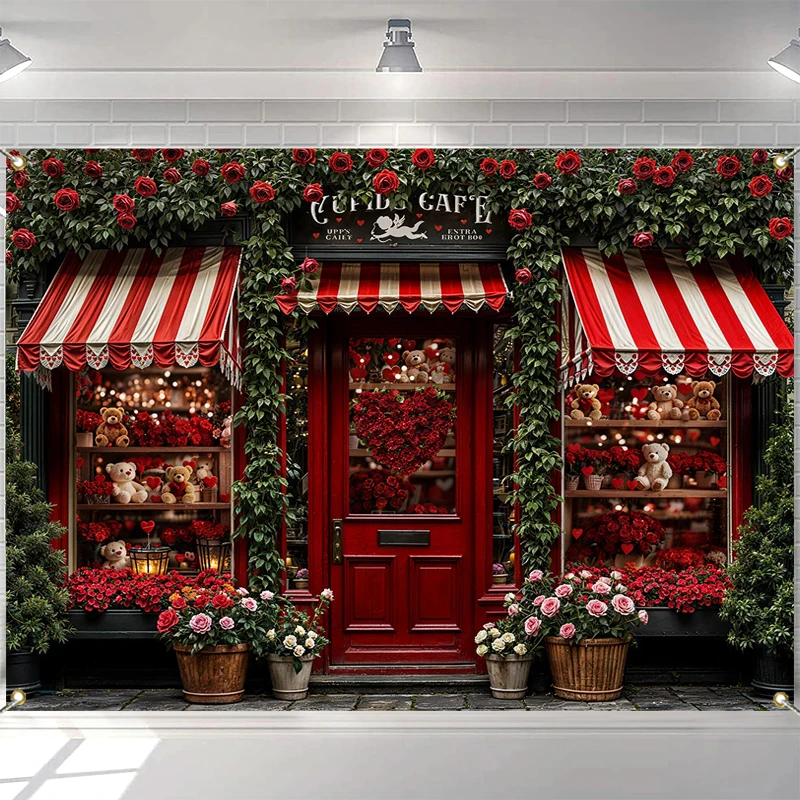 

Фон для фотосъемки ко Дню святого Валентина, декор для магазина подарков: цветы, воздушные шары, игрушечный медведь, фон для портретов младенцев, детей и взрослых