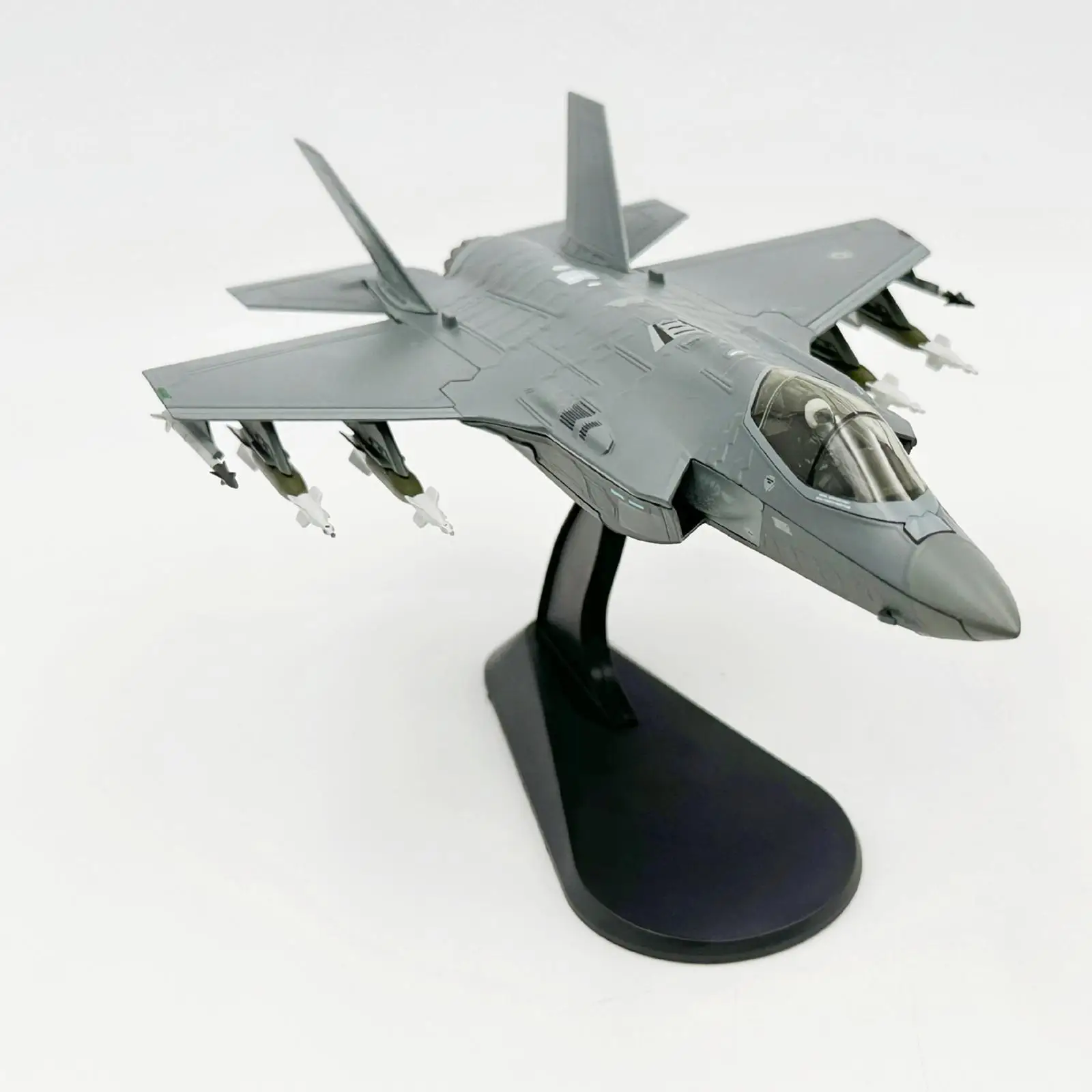 Alloy 1/72 F-35A airplane Diecast Model Gift Collection with Base Retro Plane Model for Office Bookshelf Bar Home Cafe