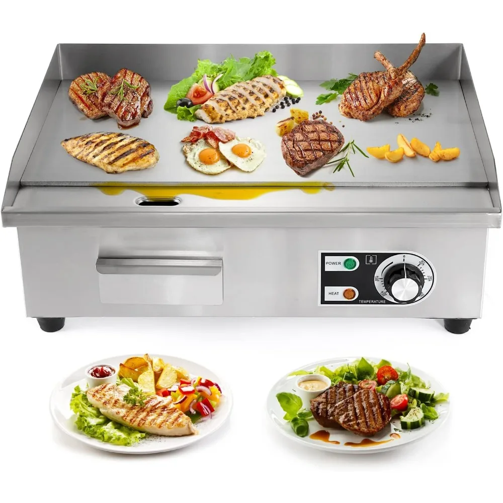 

Commercial Electric Griddle 22'' Flat Top Grill Countertop Griddle 3000W 110V Stainless Steel Teppanyaki Grill Large Griddles