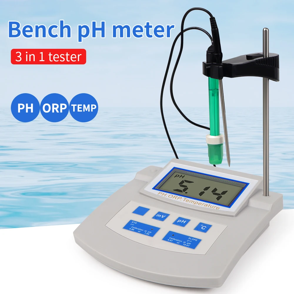 

3 in 1 PHS-25C Bench PH ORP Temperature Meter LCD Display Desktop Water QualityTester Analyzer for Lab Aquaculture Aquariums