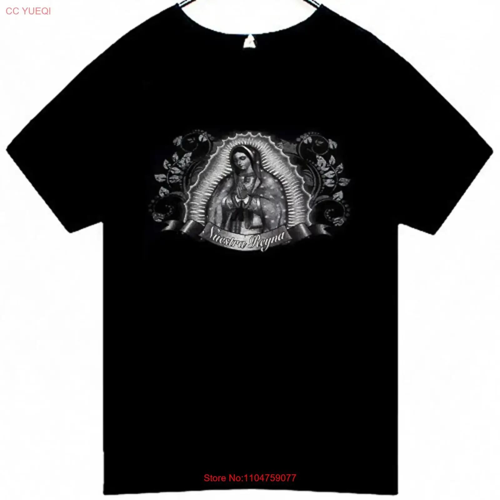 Lady Of Guadalupe Virgin Mary Nuestra Reyna Mens T Shirt Size XL SEL Black vintage Washed fashion Versatile Comfortable