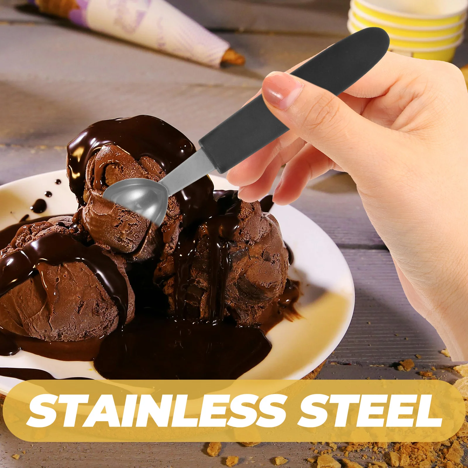 

3 Pcs Fruit Ball Picker Scoop Cheese Kitchen Scoops Ice Cream Stainless Steel Food