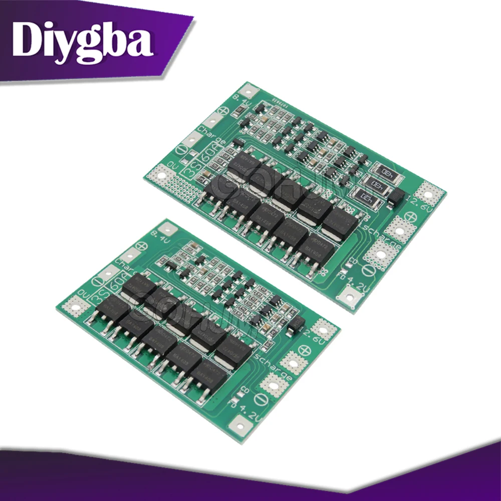 Enhance/Balance 3S 60A BMS Board/ Li-ion 12.6V 18650 BMS PCM Battery Protection Board for Li-ion Battery/18650 Battery CHARGER