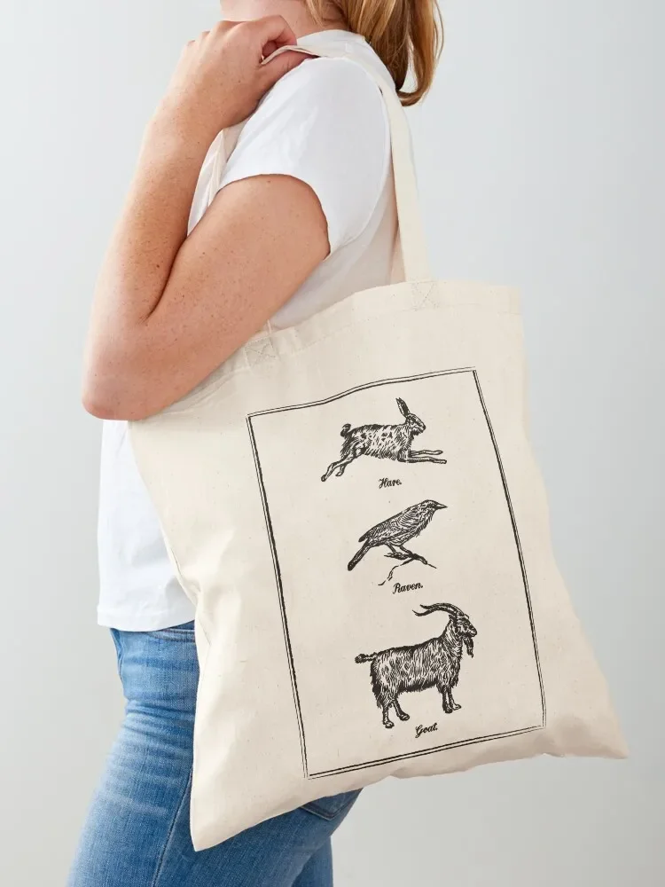 Hare, Raven, Goat Tote Bag shopper bags for women Lady bags tote bag men shopping bag