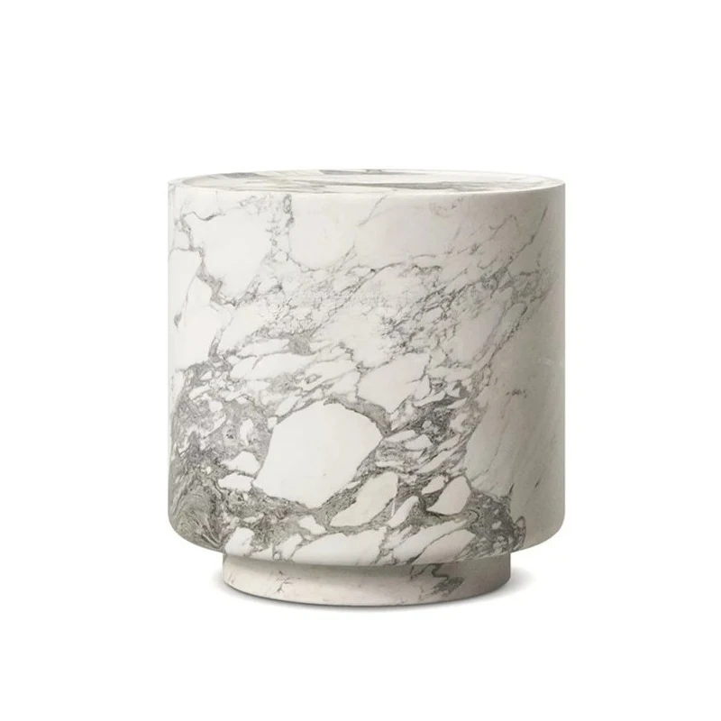 

Прикроватная тумбочка, гостиная, диван, небольшой журнальный столик из итальянского минимализма из натурального белого мрамора, круглый