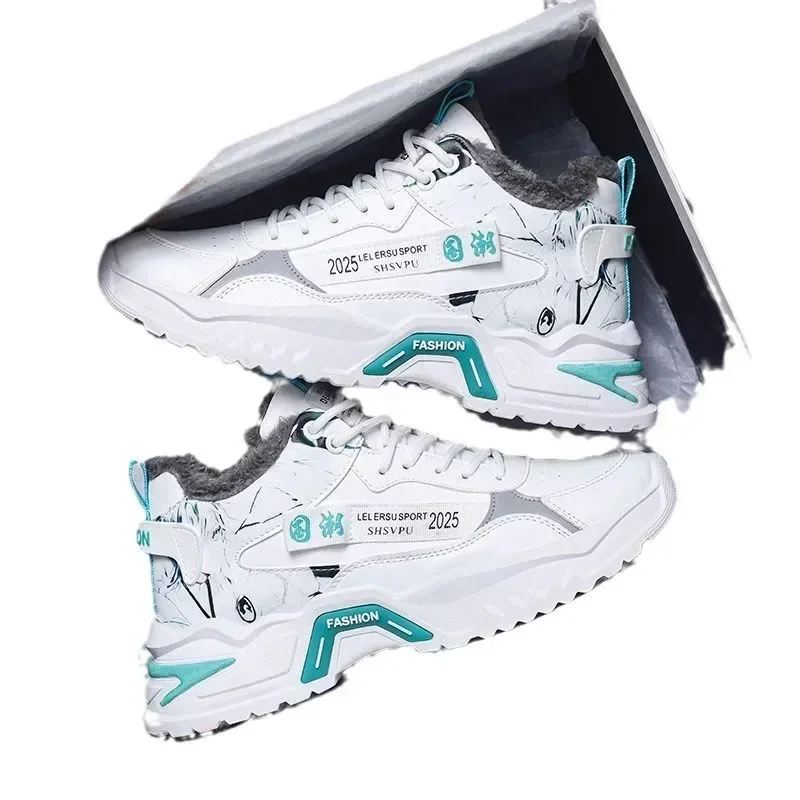Men Sneakers Fashion 2024 New White Sports Shoes Anti Slip Comfort Male Students Trendy Running Thick Soled Lace Up Casual Shoes