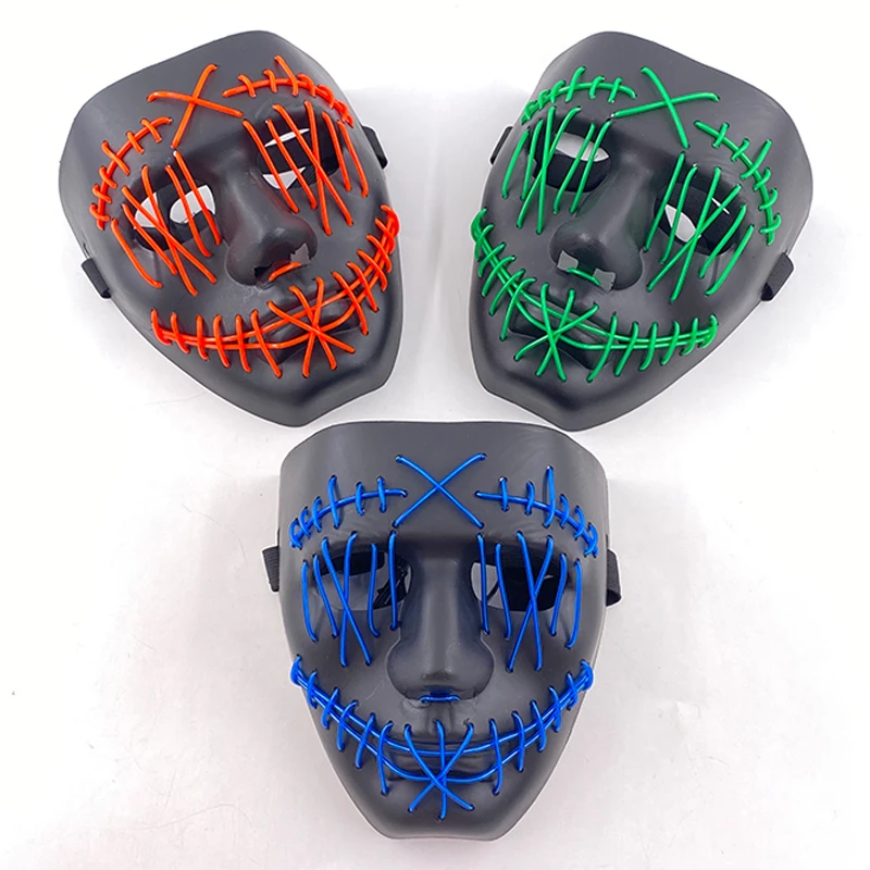 Halloween Neon Led Light Mask Masque Masquerade Party Masks Luminous Glow in the Dark Horror Mask Glowing Masker