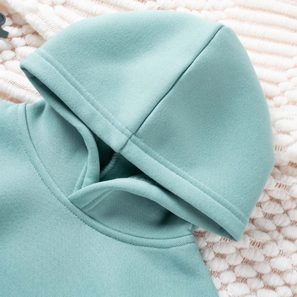 2pcs Winter Boys Suit Solid Color Small Fresh Unisex Children\'s Clothes Casual Sweater Hooded Sweatshirt + Trousers Comfortable