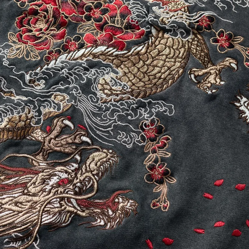 2025 Dragon Chinese Style Fashion Embroidery Sweatshirt Hengsuhe Trendy Men's Women's Sweatshirts Zipper Hooded Cotton Coat