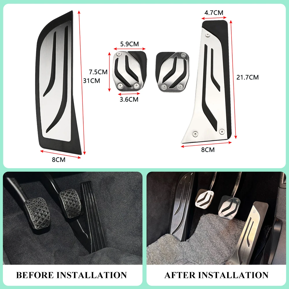 RHD Fußstütze Pedal Pad Abdeckung für BMW F20 F30 F31 316i 320i 328i 1 3 4 Serie Sport Gas Bremse Fuß Pedal Abdeckung Rest Pedale Kit – Detail 2