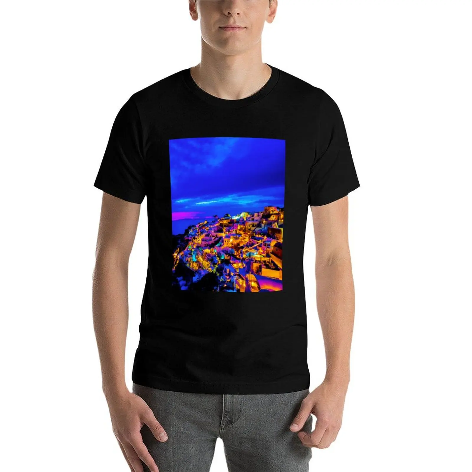 

Santorini Oia Greece, Oia Aesthetic, Blue And White Architecture, Village Greece T-Shirt t shirts for man slim fit T-Shirt