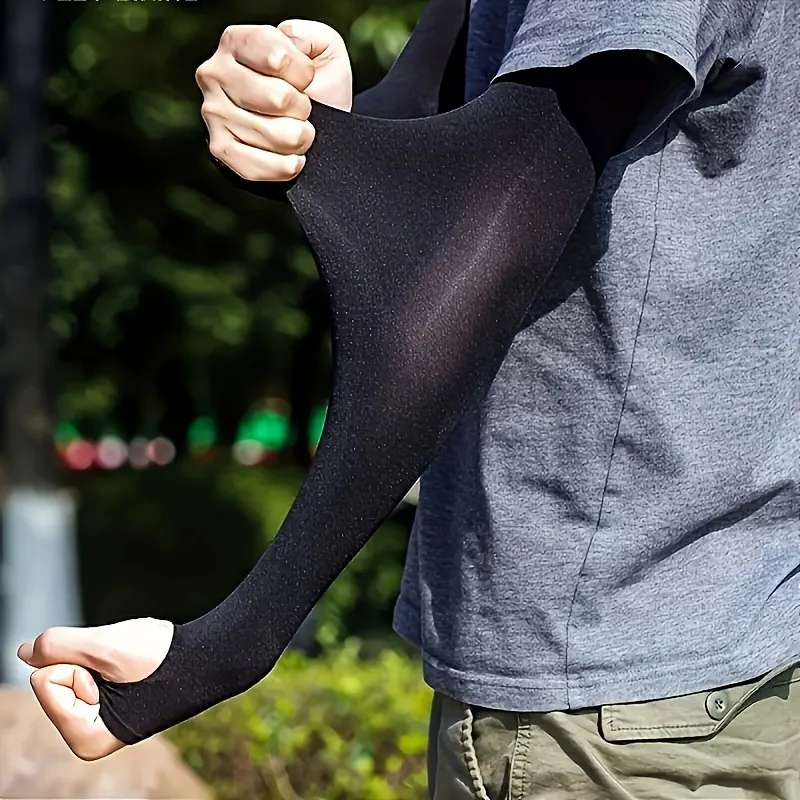 

4 Pairs Lightweight Summer Arm Sleeves, UV Protection Elastic Breathable Design for Outdoor Cycling & Motorcycle Use