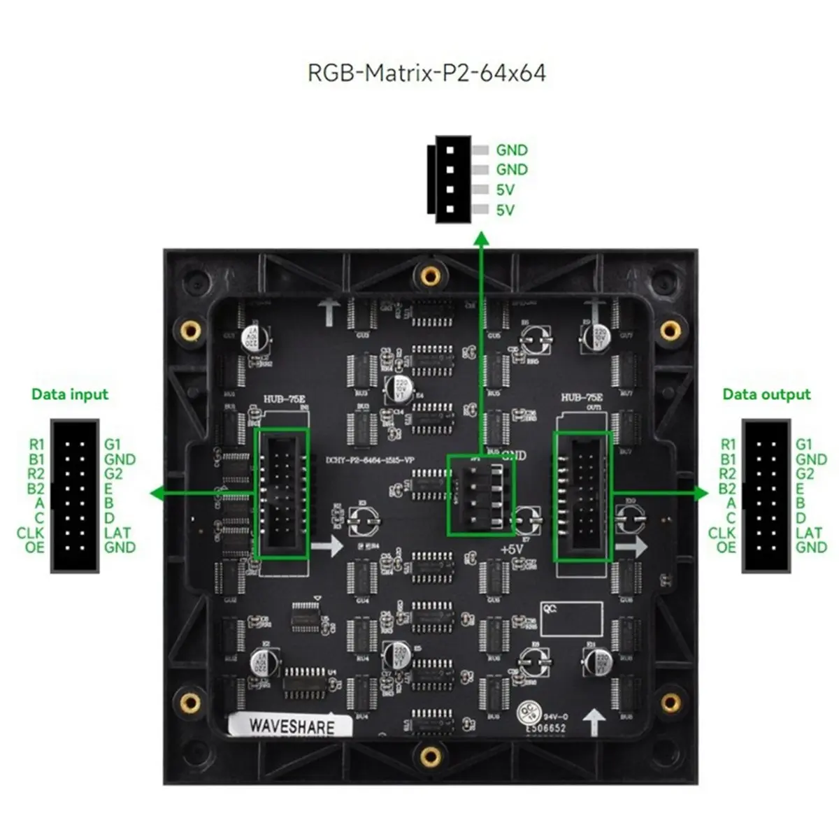 P2 LED Matrix Display 64x64 Pixels 128x128mm RGB Full-Color LED Display DIY for /Audio/