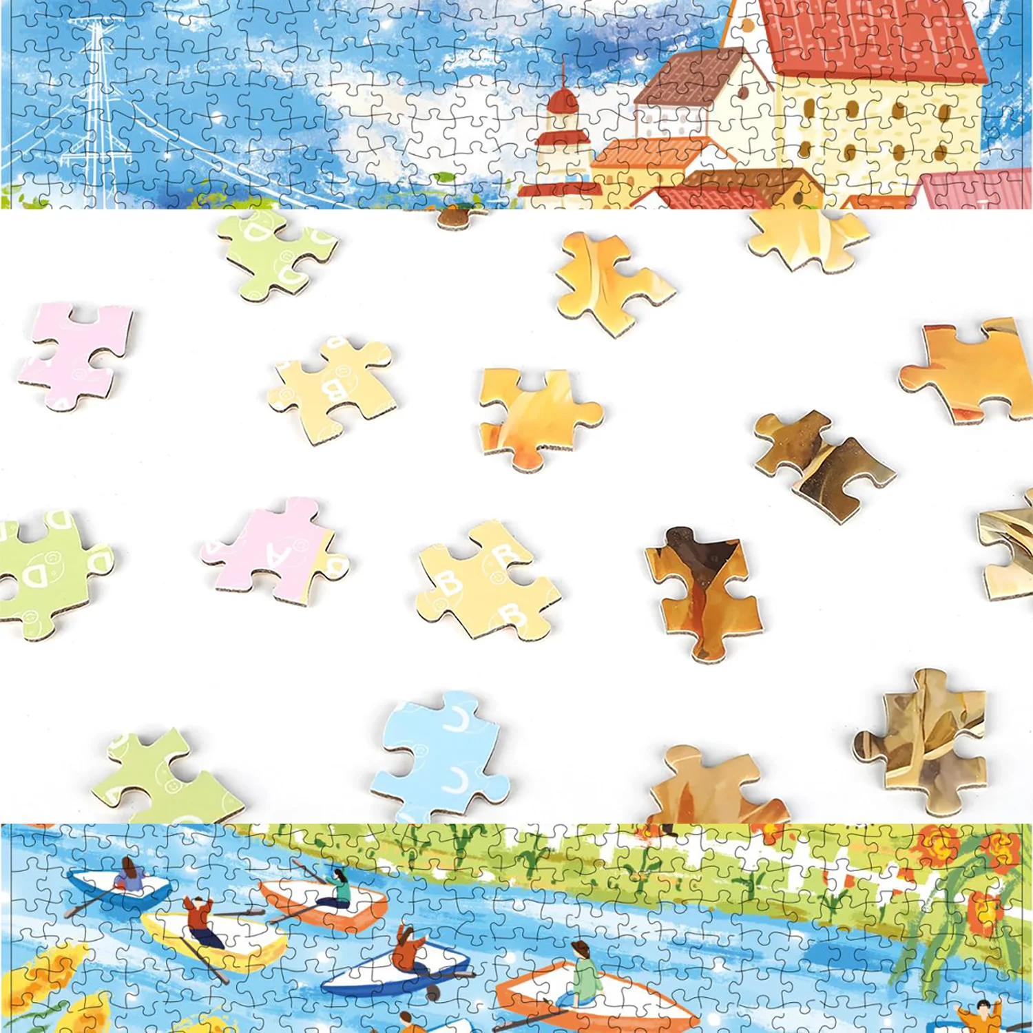 1000pcs Pleasant Scenes Velvet Material Floor Jigsaw Puzzles for Adults Home Decor Games Family Fun Educational Toys for Kids