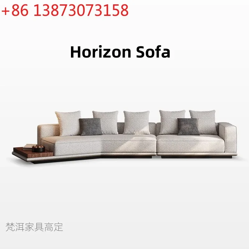 Italian minimalist horizon cotton and linen sofa special-shaped fabric living room villa large apartment light luxury