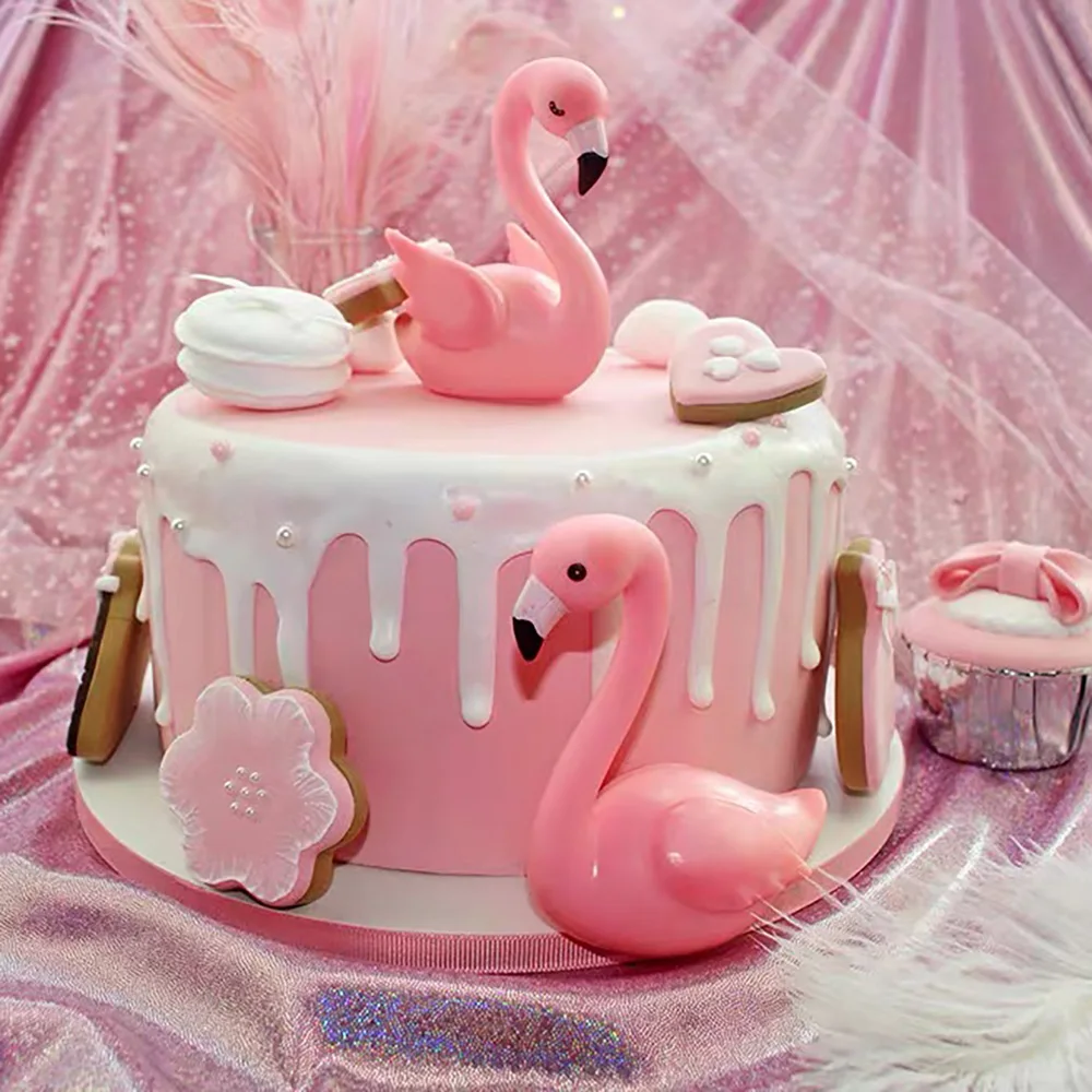 24 Décors De Gâteau Flamant Rose 3D – Thème Tropical – Boîte De 24 Toppers Avec Piques Bois – Anniversaire, Mariage, Baby Shower