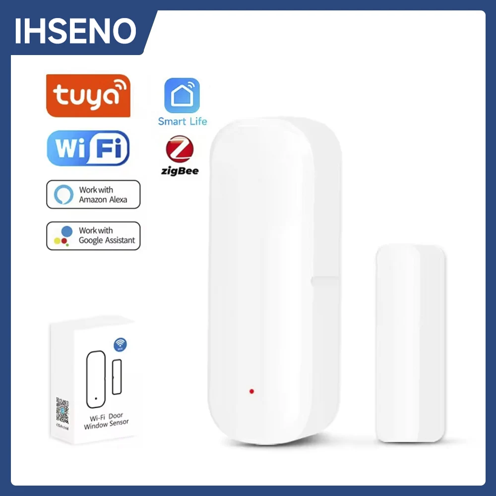 Tuya WiFi/Zigbee Door Sensor Window Sensor Smart Home Wireless Door Detector Door Open / Closed Alarm System for Alexa Google